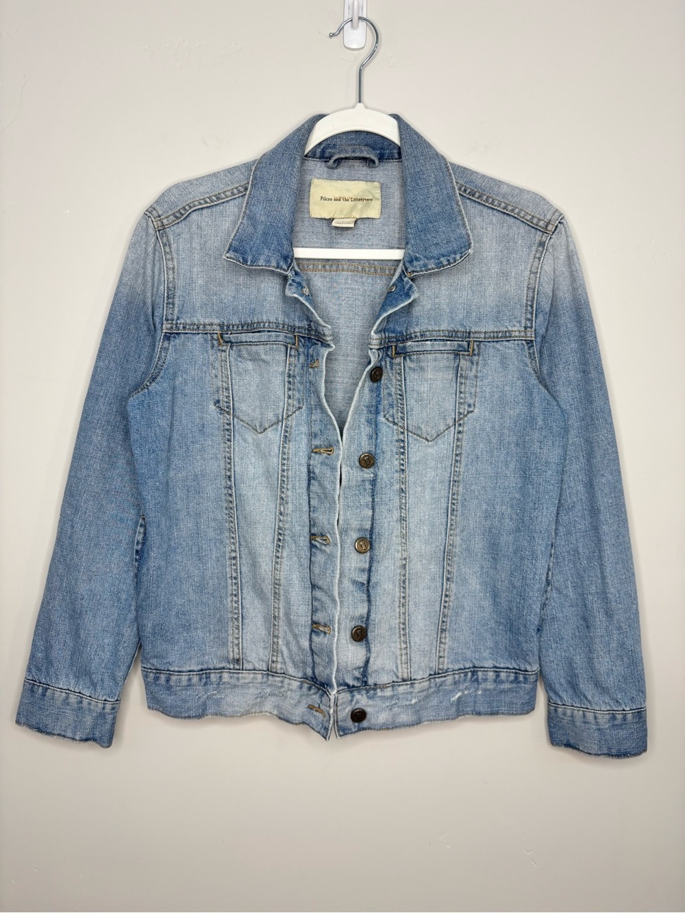 Pilcro and the Letterpress Anthropologie Light Wash Denim Jean Jacket Small